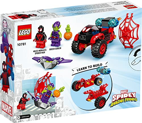 LEGO Marvel Spider-Man Miles Morales: 10781 Spider-Man’s Techno Trike Set, Spidey and His Amazing Friends Series, Toy for Preschool Kids Age 4 +