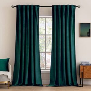 miulee velvet curtains luxury blackout curtains for bedroom living room thermal insulated christmas home decor super soft window drapes rod pocket & back tab, emerald green, w52 x l72 inches, 2 panels