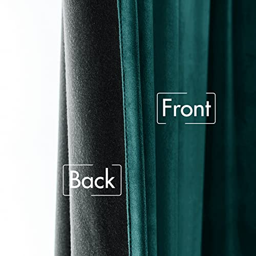 MIULEE Velvet Curtains Luxury Blackout Curtains for Bedroom Living Room Thermal Insulated Christmas Home Decor Super Soft Window Drapes Rod Pocket & Back Tab, Emerald Green, W52 x L72 inches, 2 Panels