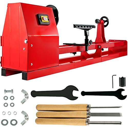 Mophorn Wood Lathe 14" x 40", Power Wood Turning Lathe 1/2HP 4 Speed 1100/1600/2300/3400RPM, Benchtop Wood Lathe with 3 Chisels Perfect for High Speed Sanding and Polishing of Finished Work