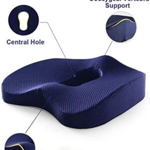 EYEARN Seat Cushion for Chair,100% Memory Foam and Lumbar Support - for Tailbone Pain, Sciatica, Back & Buttoock Pain Relief,Used in Office Seats, Homes, Cars(Blue) Durable and not Easily Deformed