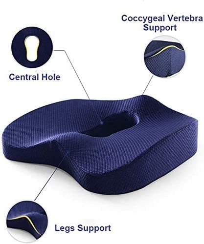 EYEARN Seat Cushion for Chair,100% Memory Foam and Lumbar Support - for Tailbone Pain, Sciatica, Back & Buttoock Pain Relief,Used in Office Seats, Homes, Cars(Blue) Durable and not Easily Deformed