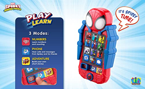 eKids Spidey and His Amazing Friends Toy Phone, Toddler Toys with Built-in Preschool Learning Games, Educational Toys for Toddler Activities and Pretend Play, for Fans of Spiderman Toys and Gifts