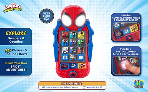 eKids Spidey and His Amazing Friends Toy Phone, Toddler Toys with Built-in Preschool Learning Games, Educational Toys for Toddler Activities and Pretend Play, for Fans of Spiderman Toys and Gifts