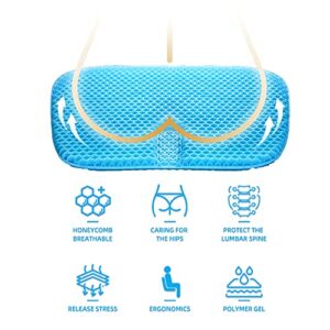 Upgraded version of double-layer three-dimensional honeycomb seat cushion, 2000 honeycomb ventilation holes, polymer gel fully breathable and decompressed, multi-functional and practical seat cushion