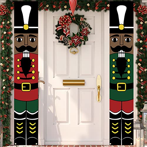 Black Nutcracker Christmas Decorations African American Nutcracker Porch Banner Outdoor Christmas Nutcracker Decorations and Supplies for Home Party