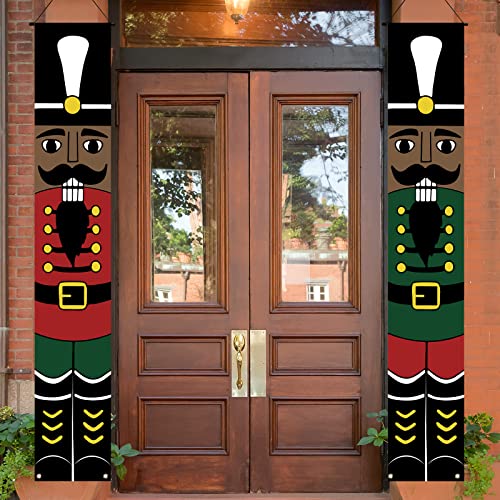 Black Nutcracker Christmas Decorations African American Nutcracker Porch Banner Outdoor Christmas Nutcracker Decorations and Supplies for Home Party