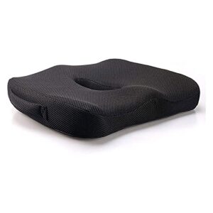 hhwksj cushion - use for chairs, car, office, commute, airplane, wheelchair - portable - relieve sciatica, coccyx/tailbone & chronic back pain relief - ergonomic comfort - long lasting (black)