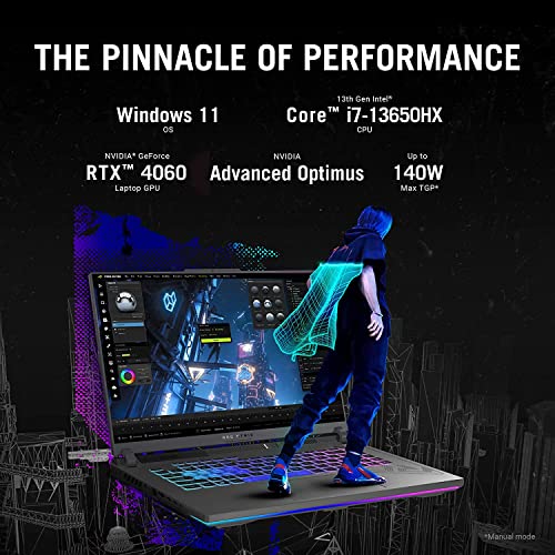 ASUS 2023 ROG Strix G16 16” 165Hz FHD+ Gaming Laptop PC 13th Intel 14-Core i7-13650HX 16GB DDR5 1TB SSD NVIDIA GeForce RTX 4060 8GB WiFi 6E RJ45 Thunderbolt HDMI2.1 RGB KB RJ45 Win 11 w/RE USB