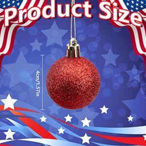 Deloky 24 PCS Independence Day Glitter Hanging Ball-1.57 Inch 4th of July Ornaments Ball for Tree Decorations-Memorial Day Red White Blue Ball for Veterans Patriotic Party Decor