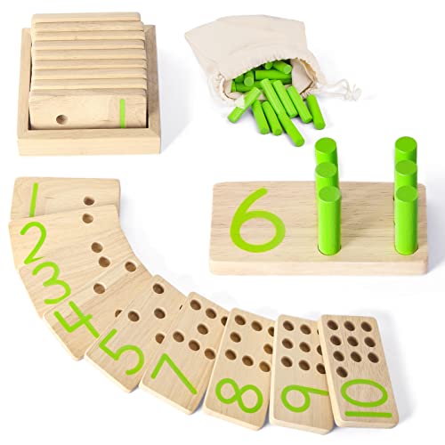 DINORUN Counting Peg Board Math Manipulatives Materials Montessori Toys for 2 Year Old - Home Schooling Materials Pre-K Montessori Toys for 3+ Year Old Montessori Math and Numbers for Kids