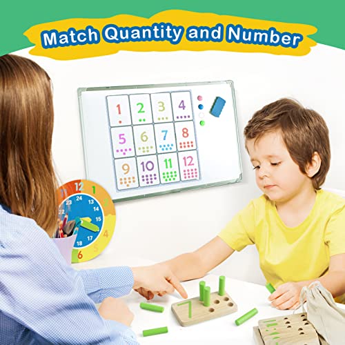 DINORUN Counting Peg Board Math Manipulatives Materials Montessori Toys for 2 Year Old - Home Schooling Materials Pre-K Montessori Toys for 3+ Year Old Montessori Math and Numbers for Kids