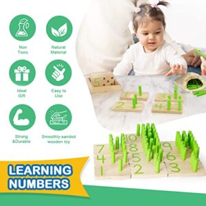 DINORUN Counting Peg Board Math Manipulatives Materials Montessori Toys for 2 Year Old - Home Schooling Materials Pre-K Montessori Toys for 3+ Year Old Montessori Math and Numbers for Kids