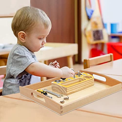 Montessori Wooden Trays with Handles, 3 Pack Small Medium Big Quality Wood Tray for Toddlers and Kids Montessori Activities, Trays to Store Toys and Educational Aids at Home Kindergarten (Beech)