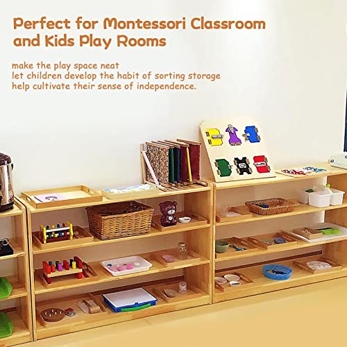 Montessori Wooden Trays with Handles, 3 Pack Small Medium Big Quality Wood Tray for Toddlers and Kids Montessori Activities, Trays to Store Toys and Educational Aids at Home Kindergarten (Beech)