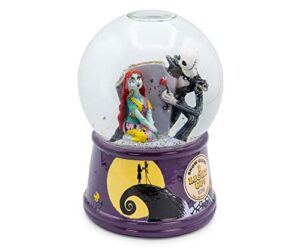 disney the nightmare before christmas jack & sally light-up snow globe with swirling glitter display | precious keepsake, gifts and collectibles, home decor for kids room essentials | 6 inches tall