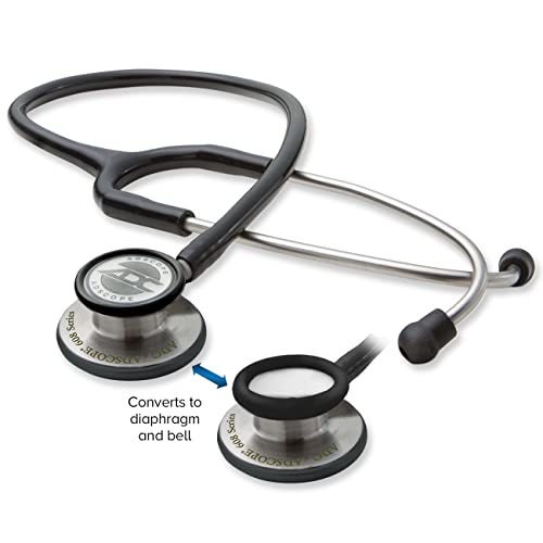 ADC Adscope 608 Premium Convertible Clinician Stethoscope with Tunable AFD Technology, For Adult and Pediatric Patients, Lifetime Warranty, Black