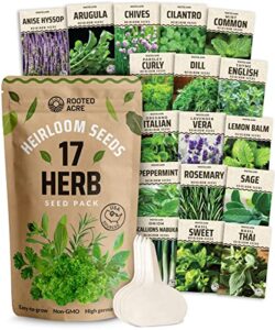 17 herb culinary seed vault - 5200+ herbs seeds for planting indoor or outdoor garden - heirloom, non gmo | hydroponic herb garden seeds with high germination | cilantro, mint, chives, basil, parsley