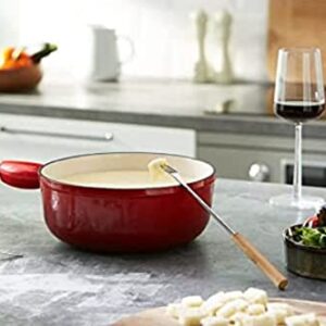 Kuhn Rikon Induction Cast Iron Fondue Pot, 7.87", Red