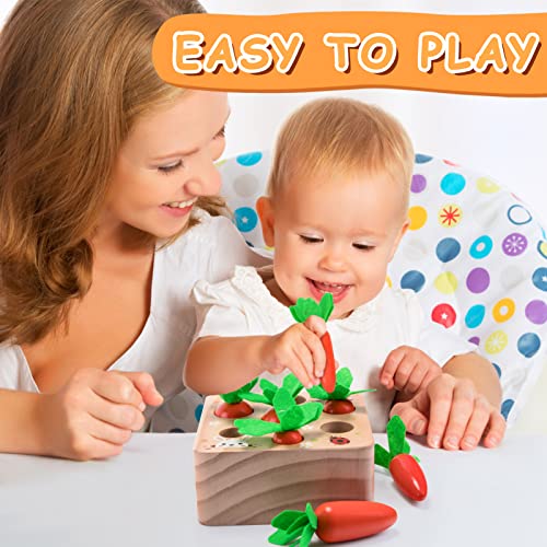 XPIY Montessori Toys for Babies 6-12 Months, Educational Shape Sorting Toys for Toddler Fine Motor Skill Development, Carrots Harvest Wooden Puzzle, Gift for Kids First Birthday