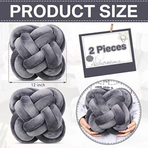 2 Pcs 12 Inch Flower Knot Pillow Ball Creative Knotted Throw Pillows Decorative Sofa Lumbar Pillow Floor Pillow Cushion for Home Sofa Car Office Decor Household Christmas Decoration (Dark Gray)