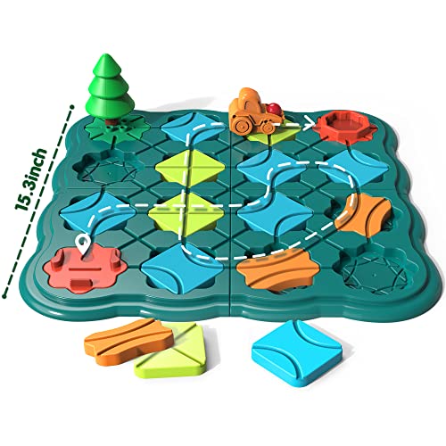 Kids Toys STEM Board Games - Smart Logical Road Builder Brain Teasers Puzzles for 3 to 4 5 6 7 Year Old Boys Girls, Educational Montessori Birthday Gifts for Ages 3-5 Preschool Classroom Learning