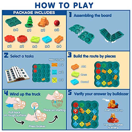 Kids Toys STEM Board Games - Smart Logical Road Builder Brain Teasers Puzzles for 3 to 4 5 6 7 Year Old Boys Girls, Educational Montessori Birthday Gifts for Ages 3-5 Preschool Classroom Learning