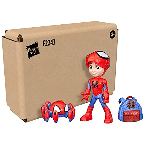 Marvel Spidey and His Amazing Friends Hero Reveal 2-Pack, 4-Inch Scale-Action Figures-Mask Flip Feature, Spidey and Trace-E, 3 and Up