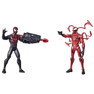 spider-man marvel miles morales vs carnage battle packs, 6-inch-scale and figure 2-pack, toys for kids ages 4 and up