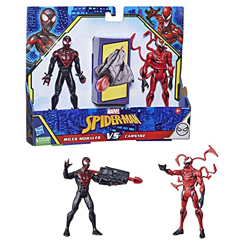 Spider-Man Marvel Miles Morales Vs Carnage Battle Packs, 6-Inch-Scale and Figure 2-Pack, Toys for Kids Ages 4 and Up