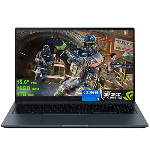 SAMSUNG Galaxy Book Odyssey 15 Gaming Laptop 15.6" FHD Display 11th Generation Intel Hexa-Core i7-11600H 16GB RAM 1TB SSD GeForce RTX 3050 Ti Max-Q 4GB Graphic Backlit Fingerprint USB-C Win11 Black