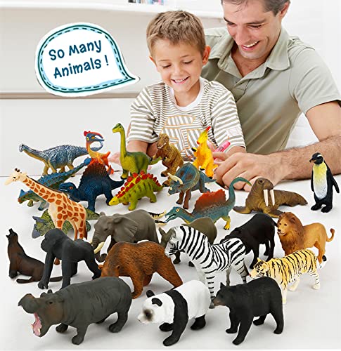 MIKNEKE Montessori Animal Figures with Flash Cards, Realistic Animal Figurines Toys, Montessori Materials Homeschool Preschool Science Educational Matching Game for Toddler Kids (Zoo)