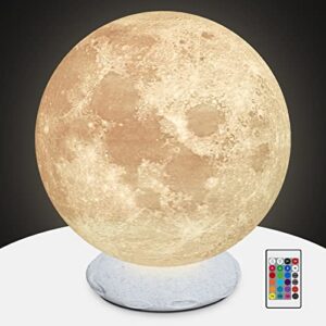 7.1in rotating large moon lamp 16 colors 3d printed hanging moon light night lights for kids room tooge galaxy lamp for room décor/bedroom gift for kids/boys/girls/teen/women/adults birthday christmas