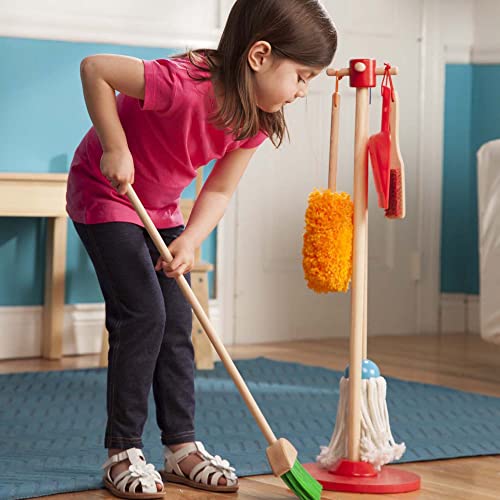 Melissa & Doug Let's Play House Dust! Sweep! Mop! 6 Piece Pretend Play Set - Toddler Toy Cleaning Set, Pretend Home Cleaning Play Set, Kids Broom And Mop Set For Ages 3+