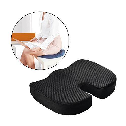 U-K Ergonomic Seat Cushion for Office Chair, Memory Foam Coccyx Cushion Sciatica Pillows for Tailbone Pain Butt, 18x14x3 Inch Practical and Deft