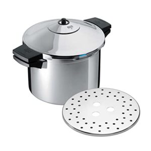 kuhn rikon duromatic® pressure cooker 8.75” 6.3 qt family of 4 with side handles to save space