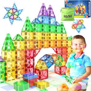 igivi magnetic tiles kids sensory toys for 3 4 5 6 7 8+ year old boys & girls, magnetic blocks building toys for toddlers, stem montessori learning educational toys, birthday gifts for 3+ year old