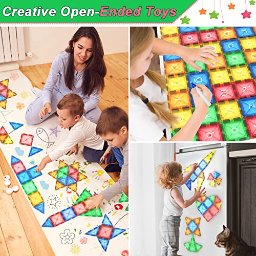 IGIVI Magnetic Tiles Kids Sensory Toys for 3 4 5 6 7 8+ Year Old Boys & Girls, Magnetic Blocks Building Toys for Toddlers, STEM Montessori Learning Educational Toys, Birthday Gifts for 3+ Year Old