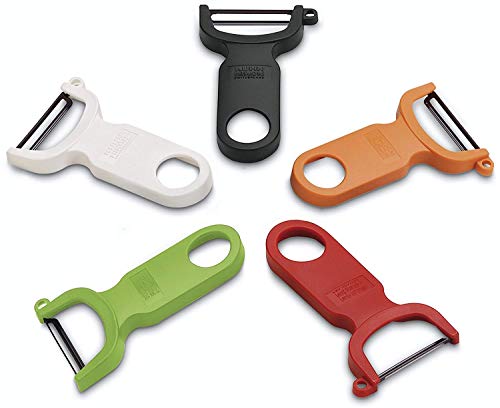 Kuhn Rikon Original Swiss Peeler Set, 4-Inch, Set of 3, Translucent Red/Green/Yellow