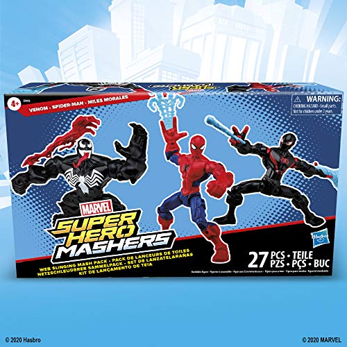 Hasbro Marvel Super Hero Mashers Web-Slinging Mash Collection Pack with Spiderman, Venom and Miles Morales (Amazon Exclusive)