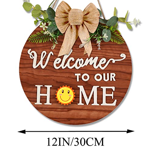 Interchangeable Welcome Home Sign Front Door Wreath Outdoor Decorations,Farmhouse Rustic Wall Hanging Seasons Wreaths Decor for Spring Summer Fall Winter Holiday 4th of July Halloween Christmas