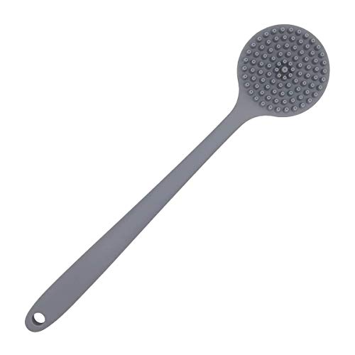 DNC Silicone Back Scrubber for Shower Bath Body Brush with Long Handle, BPA-Free, Hypoallergenic, Eco-Friendly (Gray)