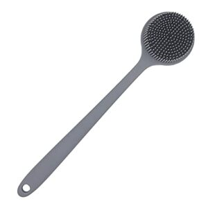 DNC Silicone Back Scrubber for Shower Bath Body Brush with Long Handle, BPA-Free, Hypoallergenic, Eco-Friendly (Gray)