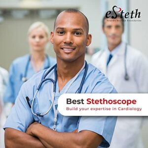 eSteth Cardiology Stethoscope - Professional Tool for Cardio Diagnostic - Ultra Sensitive Single Head Chest Piece, Broad Headset - Extra Ear Tips & Non-Chill Ring - 30" Flexible Tubing, Navy Blue