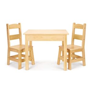 melissa & doug solid wood table and 2 chairs set - light finish furniture for playroom