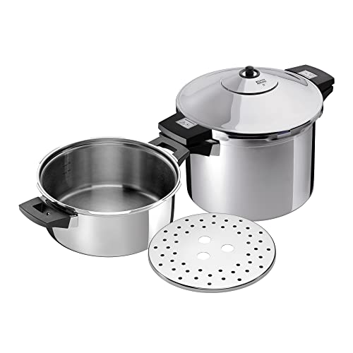 Kuhn Rikon Duromatic Inox Stainless Steel Pressure Cooker with Side Grips, Set of 2, 4 Litre and 6 Litre / 24 cm