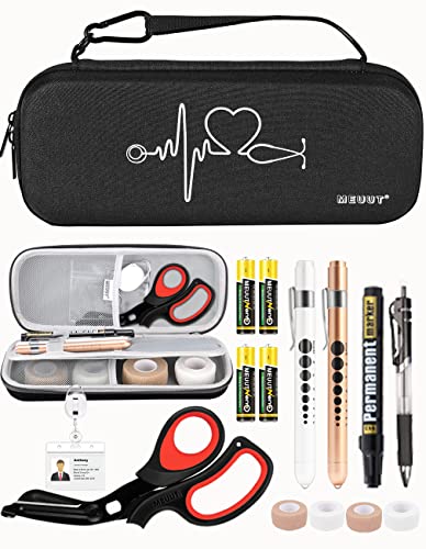 MEUUT 15 pcs Stethoscope Case Kits, Perfect Nurse Gift Include Stethoscope Case, Medical Scissors, Penlights with Batteries, Bandage Wraps, Badge Holders for Nurse Accessories for Work