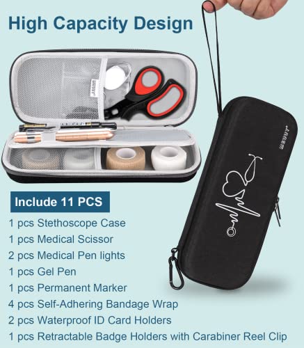 MEUUT 15 pcs Stethoscope Case Kits, Perfect Nurse Gift Include Stethoscope Case, Medical Scissors, Penlights with Batteries, Bandage Wraps, Badge Holders for Nurse Accessories for Work