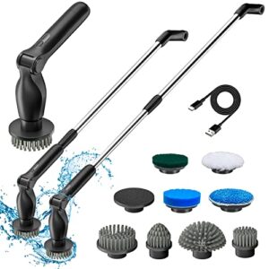 cordless electric spin scrubber,electric shower cleaning brush as household gifts,telescoping long handled shower scrubber,electric power scrubber for cleaning bathroom,bathtub,floor,grout,tile