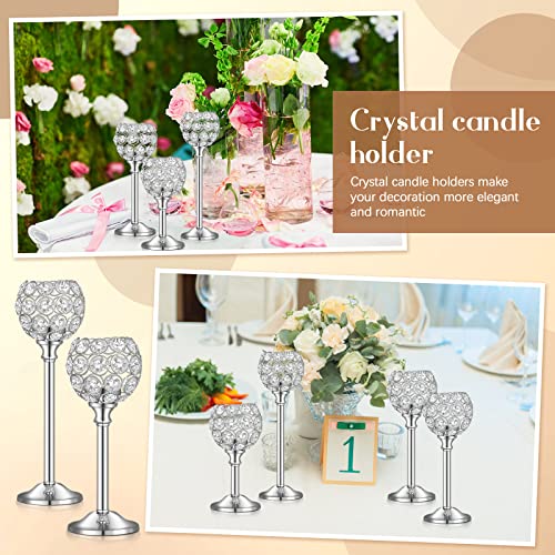 18 Pieces Crystal Candle Holders Bulk Candle Stick Holder Centerpieces for Table Wedding Centerpieces Crystal Decorative Tealight Candle Dining Table Candle Holder Decor for Party (Silver)